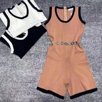Áo liền quần dệt kim Chanel Thắt lưng thời trang giản dị