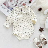 Áo liền quần in hình anh đào sơ sinh Áo liền quần dài tay mềm mại cho bé 0-24 tháng tuổi