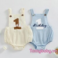 Áo liền quần in số và chữ cái cho bé Bộ áo liền quần dây thun đáng yêu mùa hè