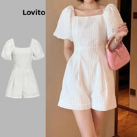 Áo liền quần Lovito thắt dây kiểu nơ sau lưng màu trơn phong cách thường ngày dành cho nữ L80ED342