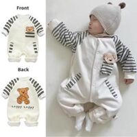 Áo liền quần trẻ em quần áo dài tay mùa thu Áo liền quần bé trai bé gái phim hoạt hình GẤU SỌC bodysuits 0-24 tháng quần áo trẻ em
