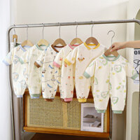 Áo liền thân chần bông cho bé 40g cotton mỏng mùa thu cho bé quần áo sơ sinh quần áo bò dài tay ấm áp