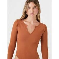 Áo liền thân nữ Split-Neck Long-Sleeve Bodysuit hiệu Forever21 thun gân dày dặn 3 màu chuẩn vnxk xịn 100%