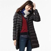 Áo lông vũ Uniqlo chống nước dáng dài của nữ có mũ mẫu 2015 - 2016