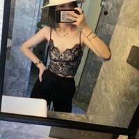 Áo Lót  Bra Phối Ren 2 Dây Dáng Dài Lưng Bo Chun (r)