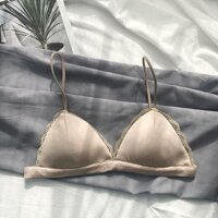 Áo Lót Bralette Vải Satin Dây Mảnh Không Gọng Viền Ren B066 - Da - L