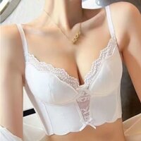 Áo Lót Corset Bra Ren Chất Su Cao Cấp Áo Kiểu Nữ 2 Dây Bralette Dáng Croptop Mút Vừa Sang Chảnh 1030 ,,