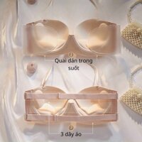 Áo Lót Hở Lưng Chống Tụt Có Gọng Nâng Đẩy Tạo Khe, Áo Ngực Không Dây Hở Lưng Dán Silicon Cup Ngang Hàng Cao Cấp - 3885 - Da