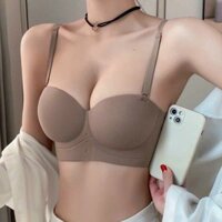 Áo lót không dây nâng ngực đệm vừa không gọng tạo khe hàng Cao Cấp ,Áo ngực quây ngang chống tụt chất su đúc