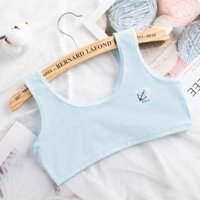 Áo lót lá cotton học sinh nữ cấp 1, cấp 2 - ao lot la cotton hoc sinh nu cap 1 cap 2 - Xanh không đệm