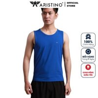 Áo Lót Nam Áo Thun Ba Lỗ Aristino ATT001S8 Màu Xanh Biển Dáng Slim Fit Vải Cotton Mềm Mịn