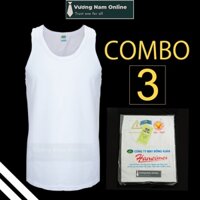 ♘Áo lót nam cotton 3 cái hanoisimex ba lỗ sát nách trắng thấm hút mồ hôi tốt VN04D