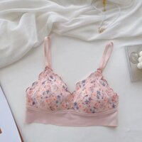 Áo Lót Nâng Ngực Hình Tam Giác Phối Ren Hoa Thiết Kế Thoáng Khí Thời Trang Cho Nữ