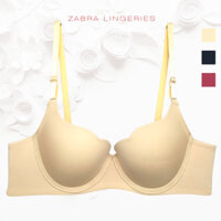 Áo Lót Nâng Ngực Vừa ZABRA đệm ngực dày 16mm, cúp chéo Áo Lót Trơn 3 Móc Cài Sau A104