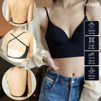 Áo lót nữ 2 dây cotton co giãn, áo bra hở lưng không gọng mút mỏng nâng ngực
