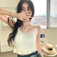 Áo Lót Nữ, Áo Bra Hai Dây Ren Croptop Có Mút Nâng Ngực Vòng 1 Đến 90 cm