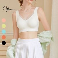 Áo lót nữ cotton gân bản to không gọng WEXUU mút giọt nước mỏng 1cm ôm ngực không lộ viền - AV100
