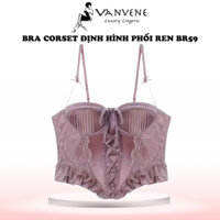 Áo lót nữ VANVENE, bra 2 dây BR59 corset cup ngực định hình thắt nơ quyến rũ phối ren tạo eo gợi cảm