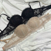 Áo Lót Ren Nữ Nâng Ngực Áo Ngực Cúp Ngang Ren Hoa Cao Cấp Avalingerie AL0053