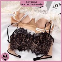 Áo lót ren sexy 2 dây dáng croptop có gọng mút mỏng kiểu dáng xuyên thấu VA003