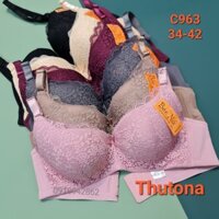 Áo lót Thái bigsize có gọng mút mỏng ren hoa nhí bản 3 khuy cài ôm mỡ lưng chén sâu to cup C C963 Bee Ná