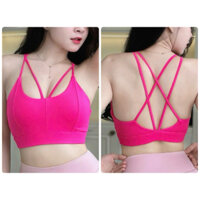 Áo Lót Thể Thao Tập Gym Yoga Nữ Yumiisport Áo Bra Hai Dây Lưng Chữ X Nâng Ngực Không Gọng Vải Co Giãn Thoáng Mát Sẵn Mút