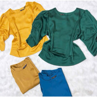 Áo lụa phi bóng cổ tròn tay lỡ kiểu