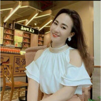 Áo lụa phi bóng tay khoét cổ cao kiểu