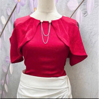 Áo lụa phi bóng tay kiểu cổ tròn