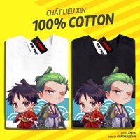 Áo Luffy One Piece Áo Thun Phông Trắng Đen In Hình Ace Mũ Rơm Chibi Chất Mà Rẻ