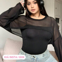 Áo lưới crop dài tay che bắp tay (bảng size ở cuối)
