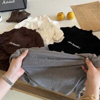 Áo mặc trong cho bé sơ sinh áo thun co giãn cho bé Dài Tay Chữ màu trơn phối bên trong cổ cao