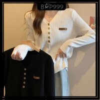 Áo mặc trong vai dài tay mẫu mới thu đông Size Lớn Áo dệt kim cổ chữ V thời trang áo thun tôn dáng phong cách Tây cao cấp cho nữ