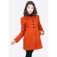 Áo măng tô 2 lớp tay dài dạ len cam đất cổ nam không chân 5 khuy The One Fashion AKH042CAD