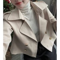 Áo măng tô croptop Dáng Ngắn tiểu thư, Dành cho nữ, Mặc Mùa Đông