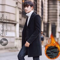 Áo măng tô dạ dài đen hàng hiệu (ATD-460)