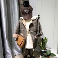 Áo măng tô dạ lót lông bé trai bé gái