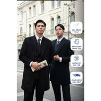 Áo Măng Tô Nam Genltehome màu xanh đen, chất liệu dạ lông cừu cao cấp
