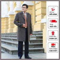 Áo măng tô nam trung tuổi dạ lông cừu nhập khẩu hàn quốc cao cấp, áo dạ dáng dài