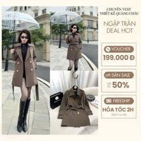 Áo Măng Tô Nữ Dáng Ngắn Màu Nâu Tây Kèm Đai Hàng QCCC LOẠI 1