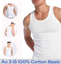 Áo May Ô Ba Lỗ Nam Vicci Màu Trắng, Chất Liệu 100 Sợi Cotton Mềm Mịn, Co Giãn 4 Chiều, Thấm Hút Mồ Hôi, Siêu Thoáng Mát - L