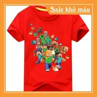 ÁO MINECRAFT- Áo Thun Cotton In Hình Game Minecraft 3d Cho Bé