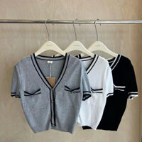 Áo montoghi cộc tay viền túi ngực