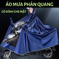 Áo Mưa 1-2 Đầu Phản Quang Vải Dù Ép PVC Chống Rách Có Kính Che Trước Mặt
