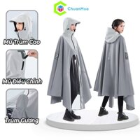 Áo Mưa 1 Người Cao Cấp Khóa Kéo Kính Đại Trong Suốt Trùm Gương ( Áo Mưa Choàng Dây Rút Mũ Điều Chỉnh )