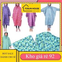 Áo Mưa Bít 1 Người Vải Dù Cao Cấp Trùm Toàn Thân Chống Thấm Nước Không Xẻ Tà Dày Dặn Nam Nữ Đi Xe Dụng ( TOSUNHOUSE )