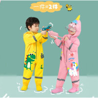 Áo mưa bộ liền thân cho bé, chất liệu Oxford siêu bền, nhanh khô, chống thấm tốt