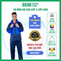 Áo mưa bộ người lớn 2 lớp cao cấp Lion, bộ áo mưa cao cấp 2 lớp chất liệu Poly PVC siêu bền không thấm nước - Shop 5539