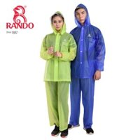 Áo Mưa Bộ RANDO Chính Hãng, Nhựa Trong Thời Trang, Siêu Nhẹ, Không Thấm Nước, Dành Cho Đi Phượt, Đi Xe Đạp - Bộ Không Phản Quang - Trắng-L