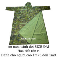 Áo Mưa Bông xanh Bít và Cánh dơi, Vải dù chống nước cao cấp, Loại 1. Nhãn hiệu Phương Nam - kích thước 1,4m